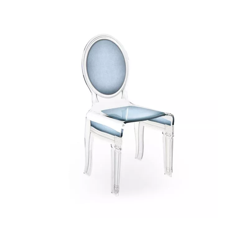 Sedici sedie trasparenti in plexiglass Colore Blu pastello