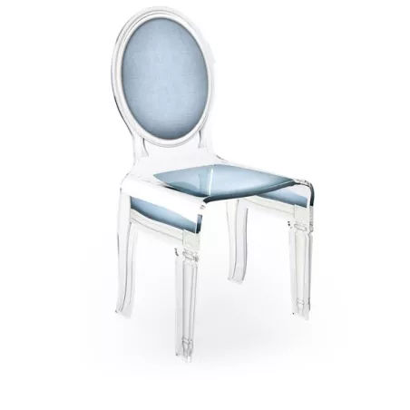Sedici sedie trasparenti in plexiglass Colore Blu pastello