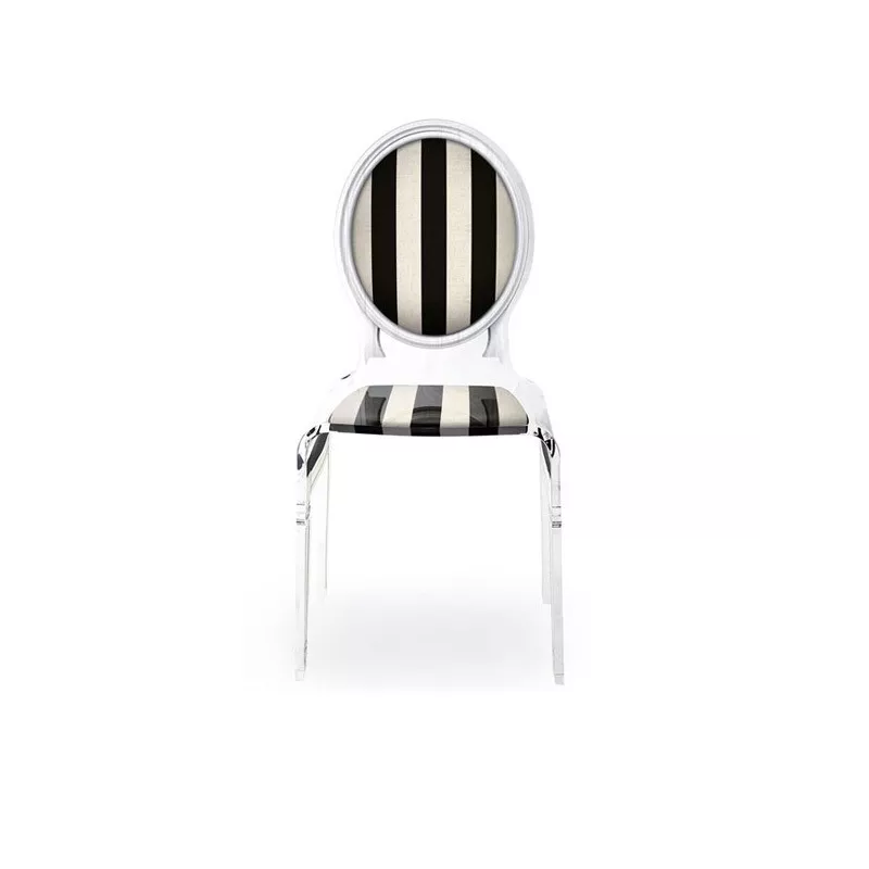 Sedici sedie trasparenti in plexiglass Colore Strisce bianche e nere