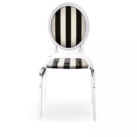 Sedici sedie trasparenti in plexiglass Colore Strisce bianche e nere