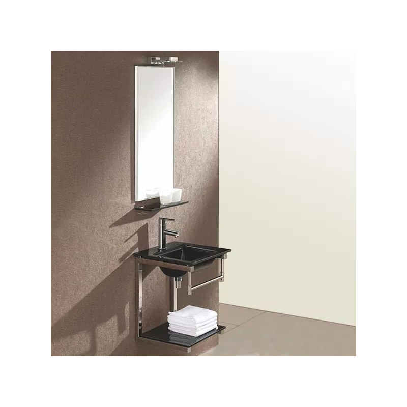 Lavabo James in vetro nero 42 x 42 cm Colore Nero