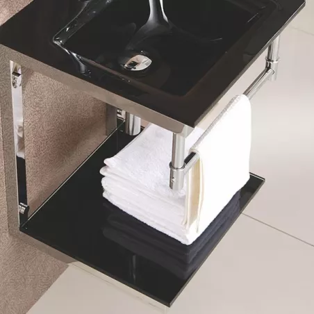 Lavabo James in vetro nero 42 x 42 cm Colore Nero