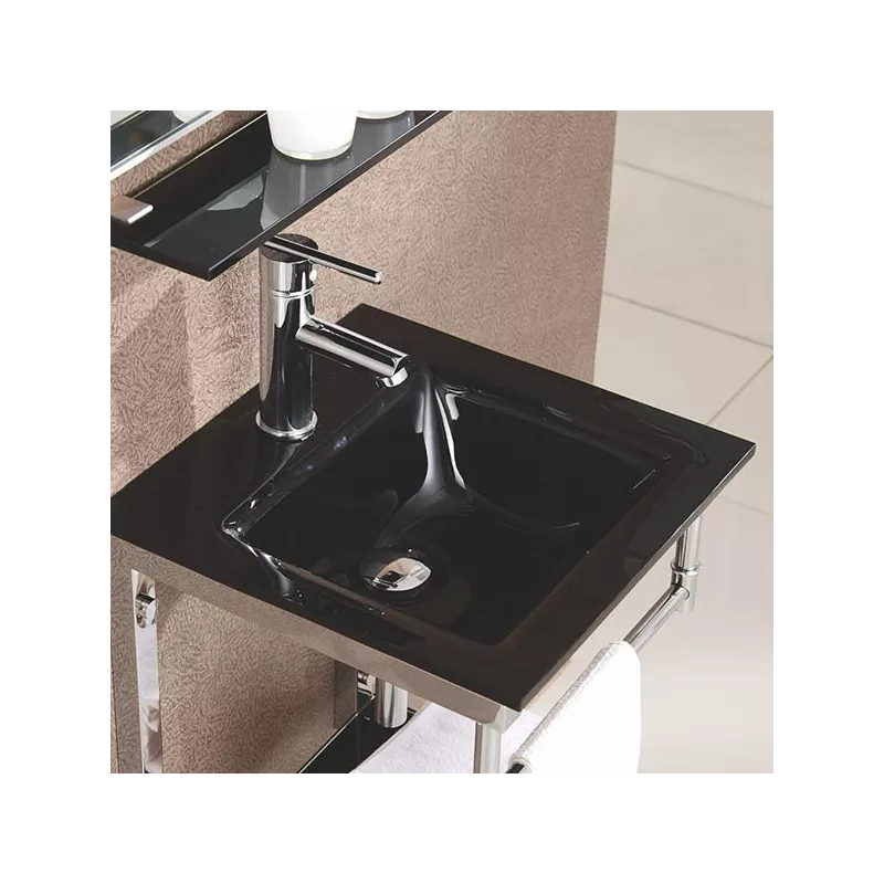Lavabo James in vetro nero 42 x 42 cm Colore Nero