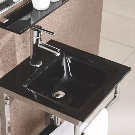 Lavabo James in vetro nero 42 x 42 cm Colore Nero