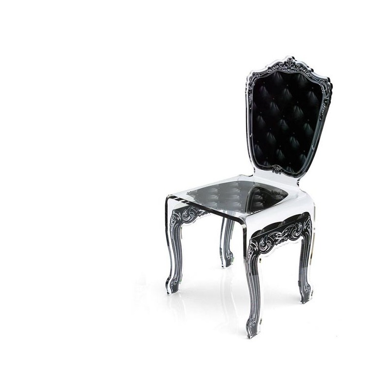 Sedia trasparente Capiton by Acrila Colore Nero