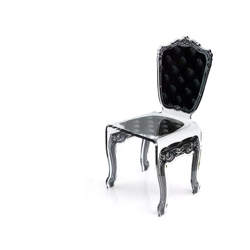 Sedia trasparente Capiton by Acrila Colore Nero