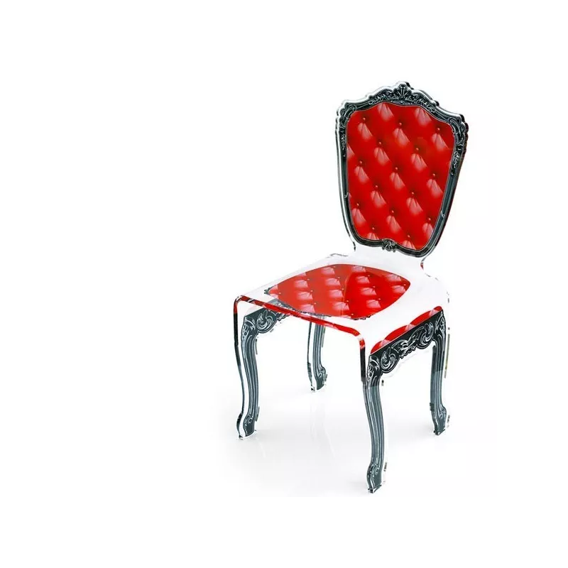 Sedia trasparente Capiton by Acrila Colore Rosso