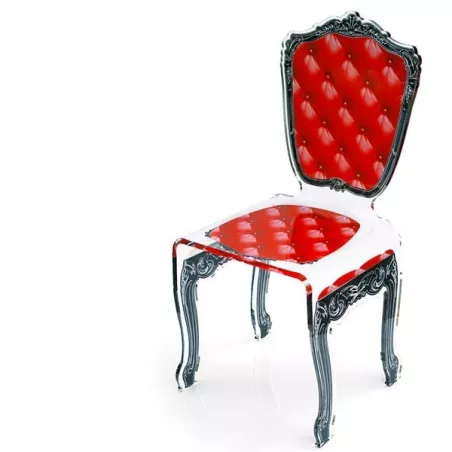 Sedia trasparente Capiton by Acrila Colore Rosso