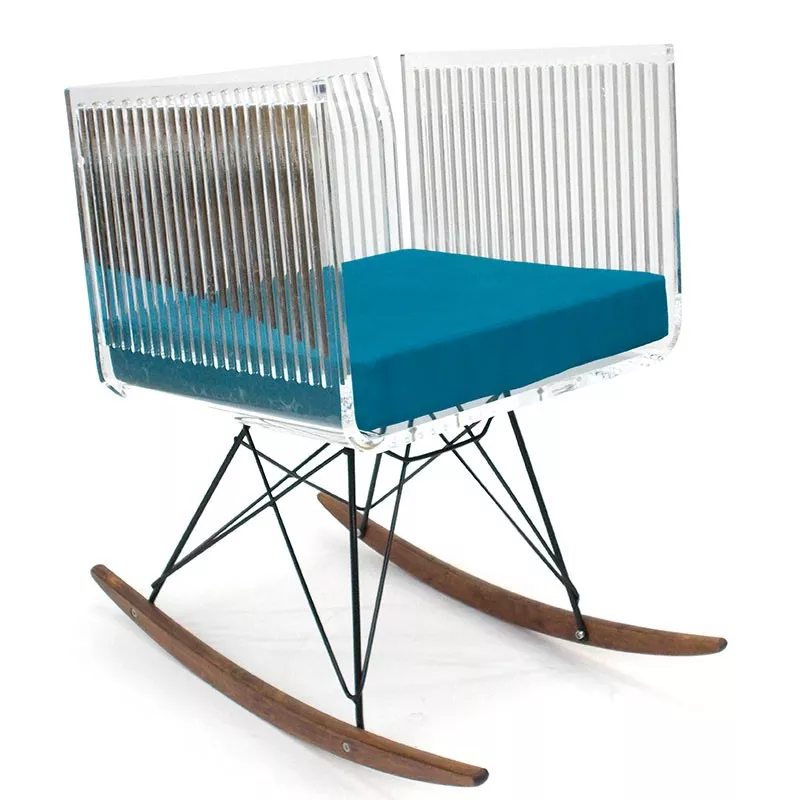 Poltrona trasparente Cali by acrila, modello bar Colore Blu