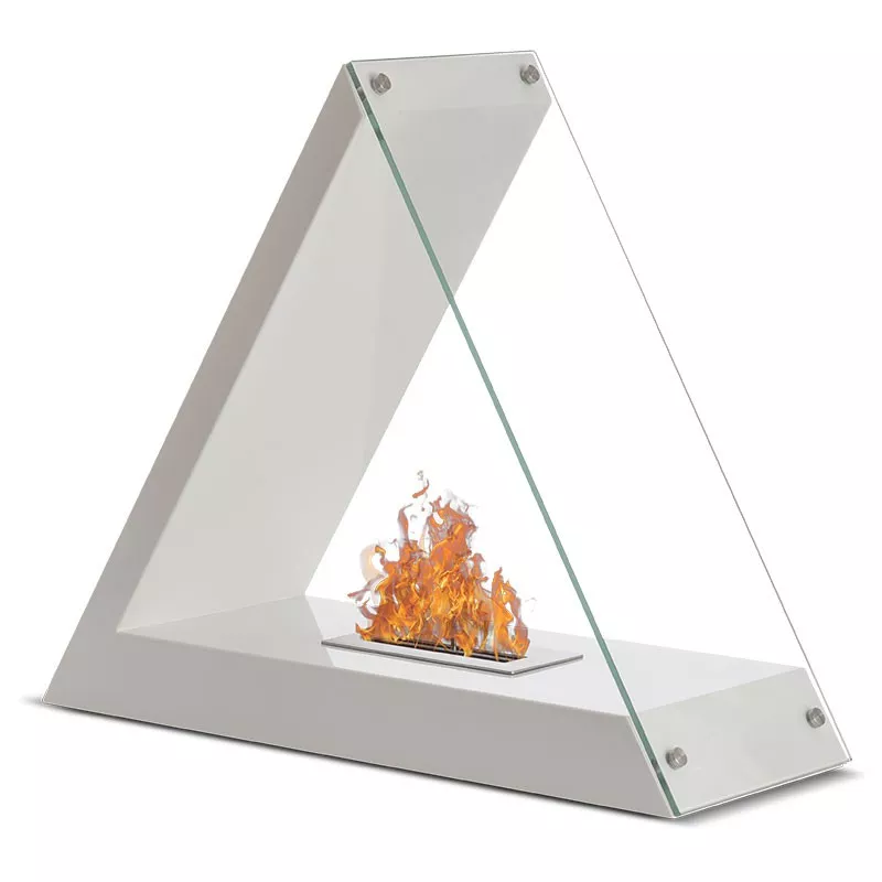 Caminetto a bioetanolo triangolare Kheops, 80x68x30cm Colore Bianco