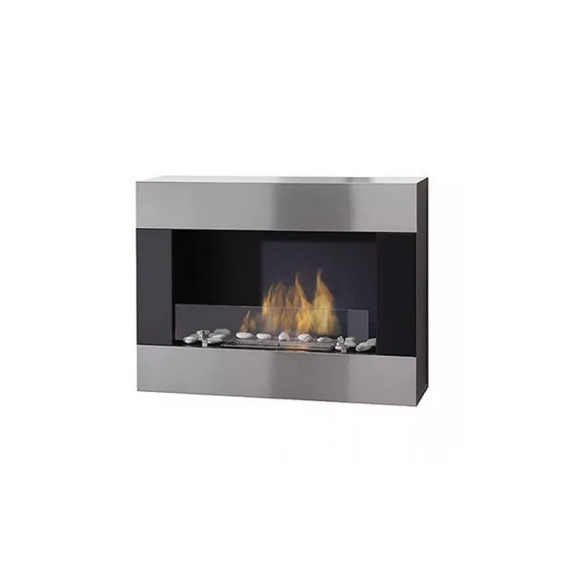 Caminetto organico a parete Glamfire Colore Acciaio inox spazzolato