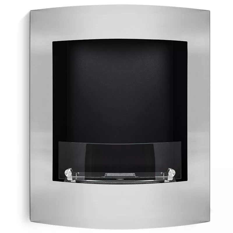 Caminetto a etanolo da parete Paris 60x50x22cm Colore Acciaio inox spazzolato