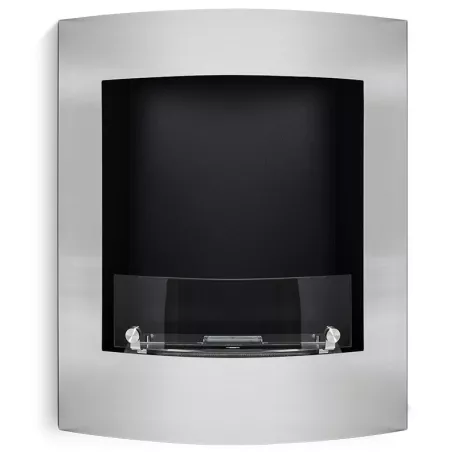 Caminetto a etanolo da parete Paris 60x50x22cm Colore Acciaio inox spazzolato