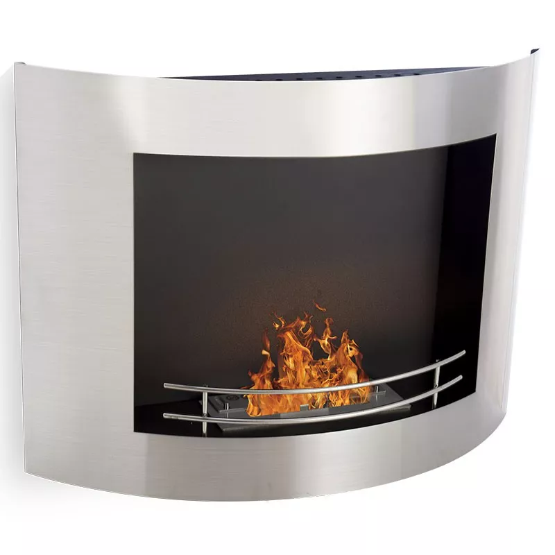 Sotchi Biocamino da parete 2 kW Colore Acciaio inox spazzolato