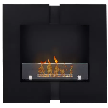 Duo Caminetto a bioetanolo da parete, 60 x 60 x 20 cm Colore Nero