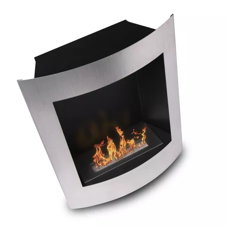 Caminetto a etanolo da parete Paris 60x50x22cm Colore Acciaio inox spazzolato