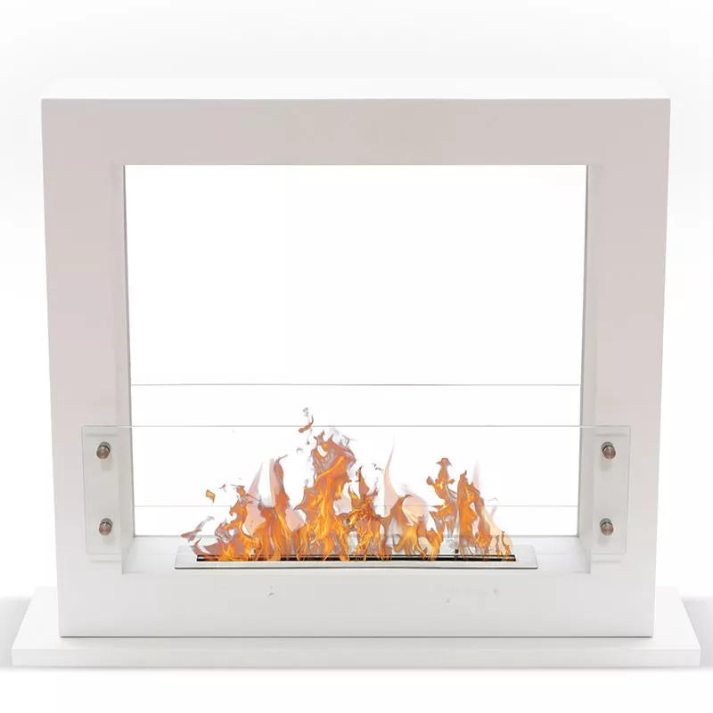 Caminetto Zenith XL a libera installazione, capacità di riscaldamento di 6 kW Colore Bianco Dimensione 1 bruciatore