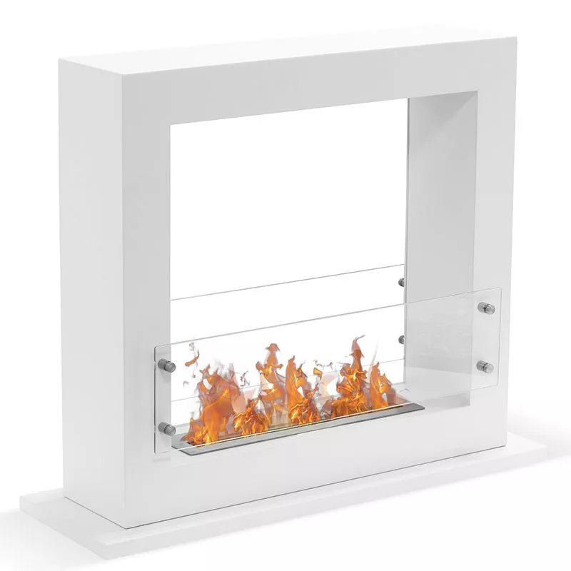 Caminetto Zenith XL a libera installazione, capacità di riscaldamento di 6 kW Colore Bianco Dimensione 1 bruciatore