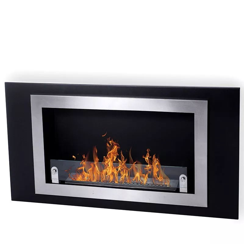 StockholmCaminetto a parete , 2 caminetti per 5,4kW Colore Acciaio inox spazzolato
