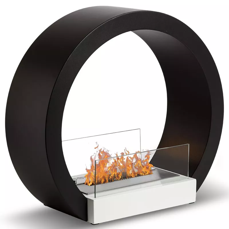 Caminetto rotondo a pavimento Aquila 3kW Colore Nero
