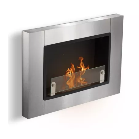 Caminetto a parete con 1 bruciatore Angel Colore Acciaio inox spazzolato