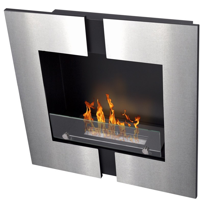 Duo Caminetto a bioetanolo da parete, 60 x 60 x 20 cm Colore Acciaio inox spazzolato
