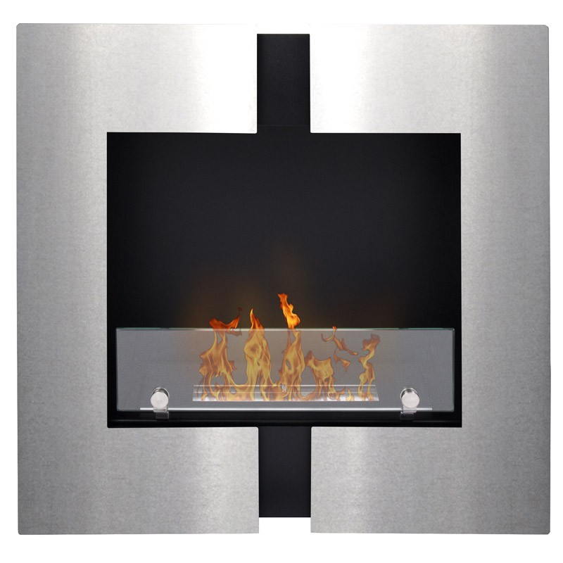 Duo Caminetto a bioetanolo da parete, 60 x 60 x 20 cm Colore Acciaio inox spazzolato