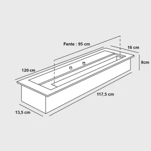 Bruciatore indipendente da 120 cm, bruciatore a etanolo XXL