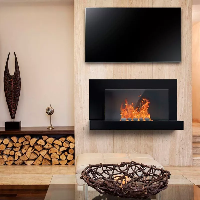 Caminetto portatile a etanolo Oslo, 90x50x25cm Colore Nero