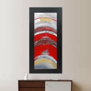 Pittura rossa astratta e metallo, 120 x 60 x 4 cm
