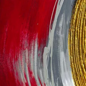 Pittura rossa astratta e metallo, 120 x 60 x 4 cm
