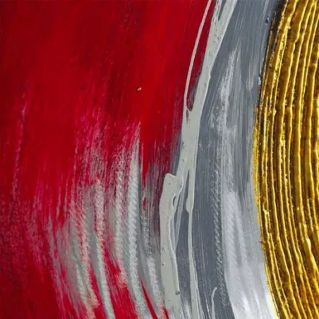 Pittura rossa astratta e metallo, 120 x 60 x 4 cm