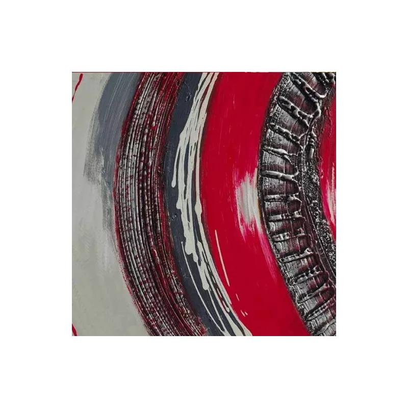 Pittura rossa astratta e metallo, 120 x 60 x 4 cm