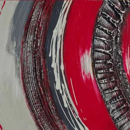 Pittura rossa astratta e metallo, 120 x 60 x 4 cm