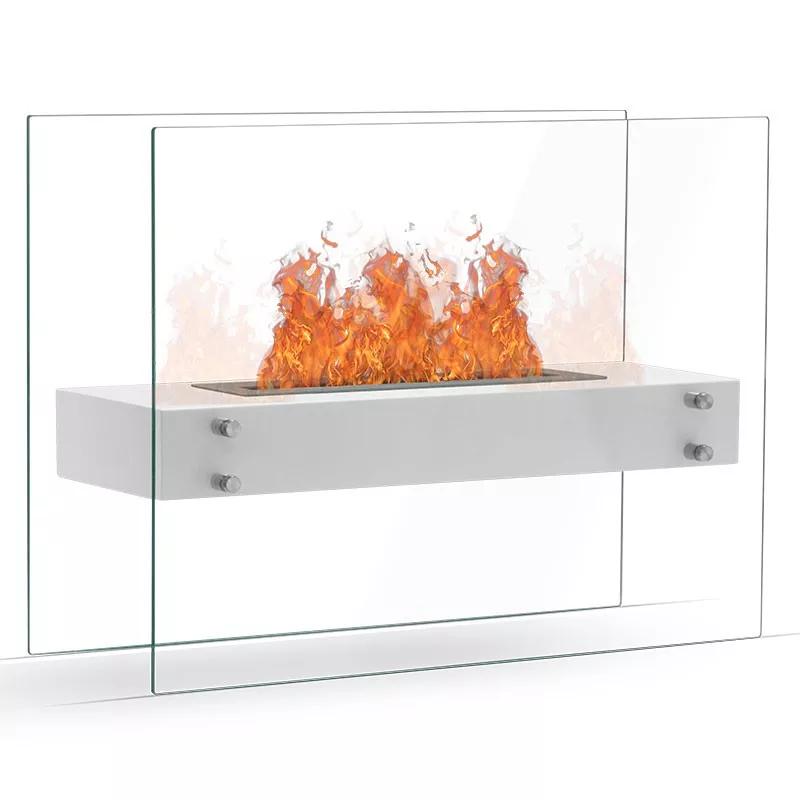Zaphir Caminetto a etanolo a libera installazione 6,5 kW Colore Bianco Bruciatore 3L/6,5kW