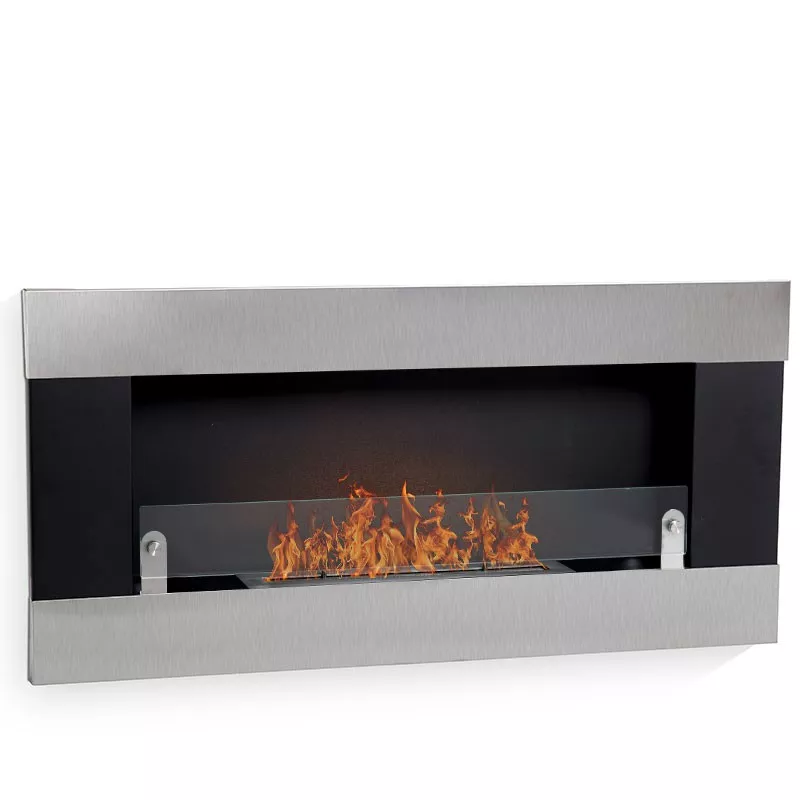 Caminetto a etanolo da parete Aston Colore Acciaio inox spazzolato Bruciatore 3L/6,5kW