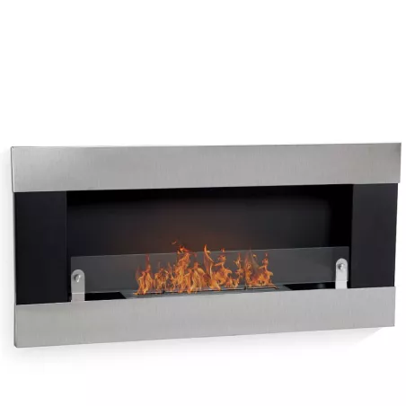 Caminetto a etanolo da parete Aston Colore Acciaio inox spazzolato Bruciatore 3L/6,5kW