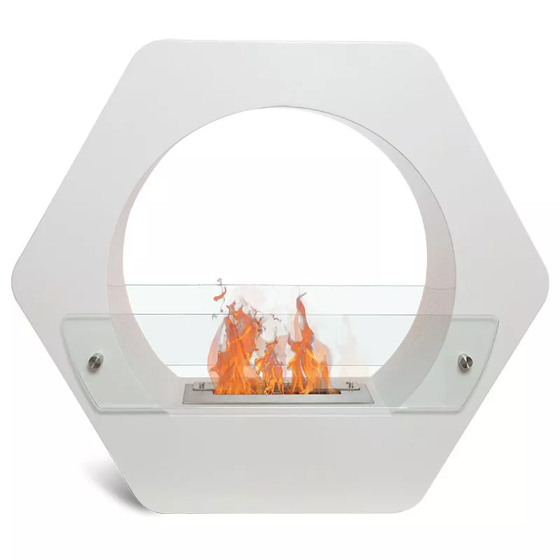Caminetto a etanolo da pavimento a forma di dado Colore Bianco
