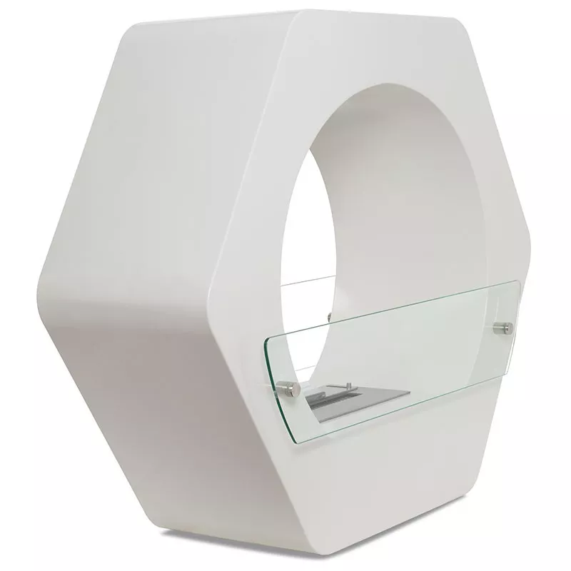 Caminetto a etanolo da pavimento a forma di dado Colore Bianco
