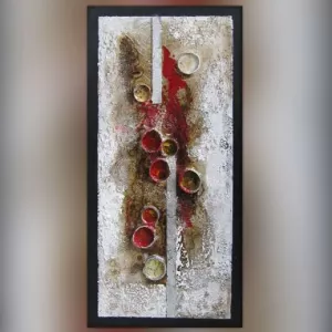 Pittura astratta, collage di cilindri, 120 x 60 cm
