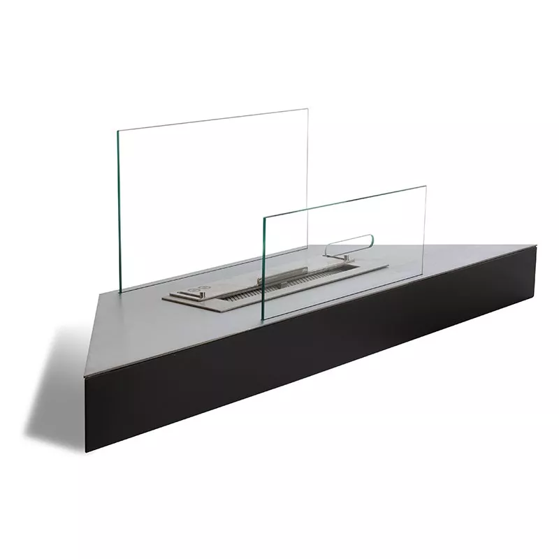 Caminetto angolare Anglo, 110 x 30 x 9,5 cm Colore Acciaio inox spazzolato