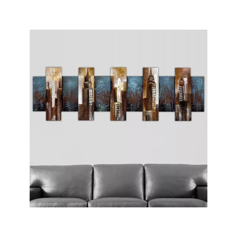 Pittura 3D new york, NY pittura a rilievo, 160x50x7 cm