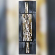 Composizione astratta in grigio topo e metallo, 40 x 120cm