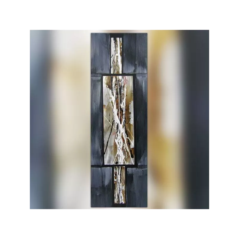 Composizione astratta in grigio topo e metallo, 40 x 120cm
