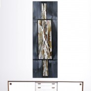 Composizione astratta in grigio topo e metallo, 40 x 120cm