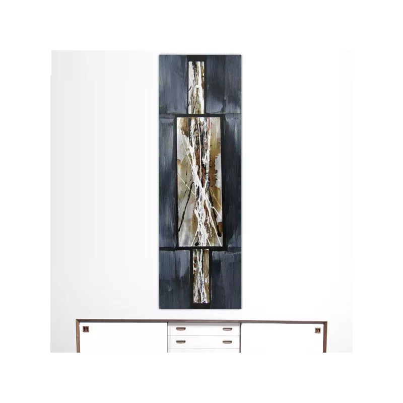 Composizione astratta in grigio topo e metallo, 40 x 120cm