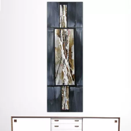 Composizione astratta in grigio topo e metallo, 40 x 120cm