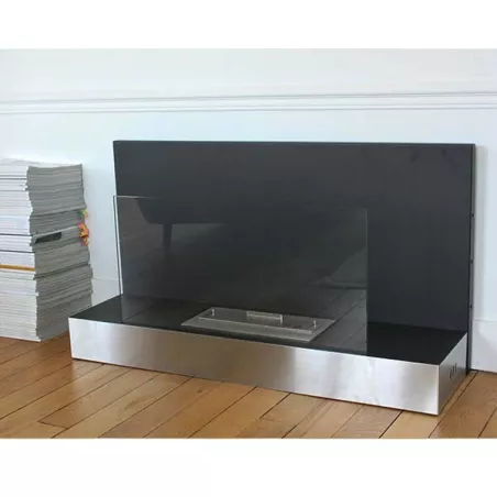 Caminetto combinato a parete o a pavimento Kuopio Colore Acciaio inox spazzolato