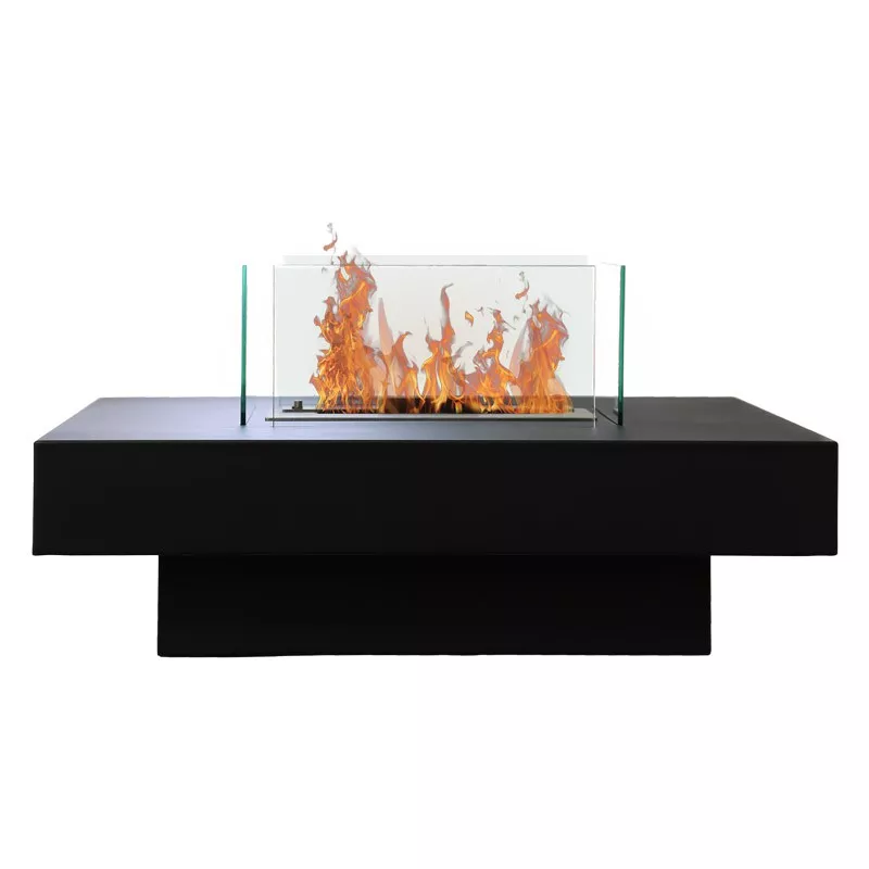 Tavolino con bruciatore a bioetanolo al centro Colore Nero