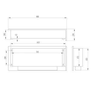 Caminetto da incasso a 2 angoli Murcie schema